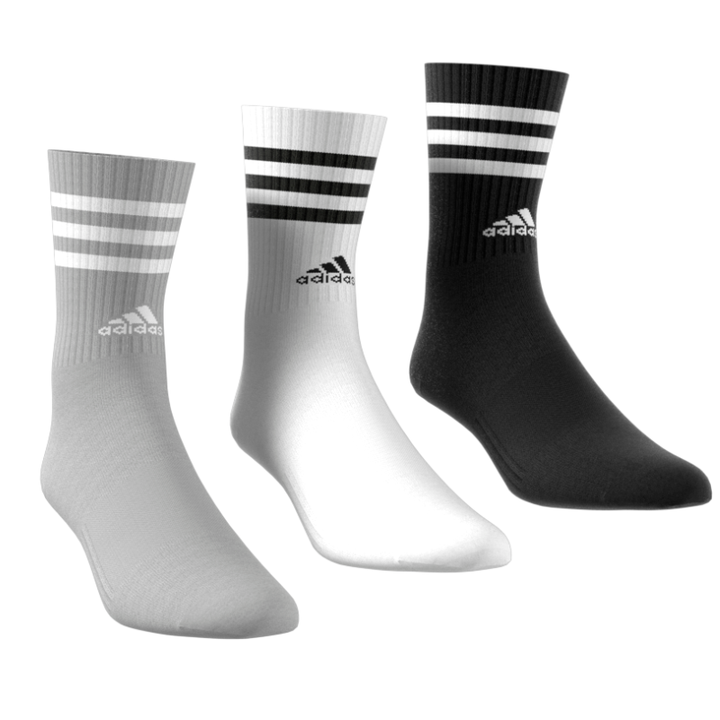 Adidas 3-Stripes Cushioned Crew Socks Pairs White/Black/Grey