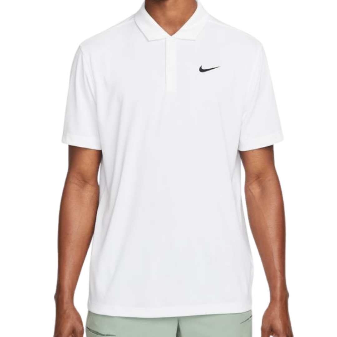 Nike Court Dri FIT Mens Tennis Polo White Black TennisGear