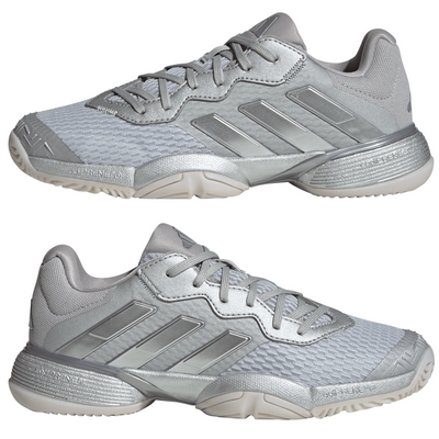 Adidas Barricade Junior Tennis Shoes - Silver Metallic/Dash Grey