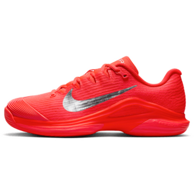 Nike Vapor 12 Premium Womens Hard Court Tennis Shoes - Bright Crimson/Metallic Silver