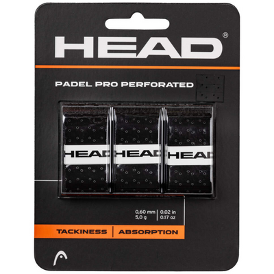Head Padel Pro Perforated Grips 3 Pcs Pack - Black