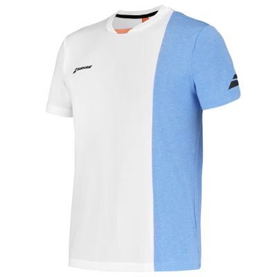 Babolat Play Crew Neck Tee Boy - White/Blithe Blue Heather