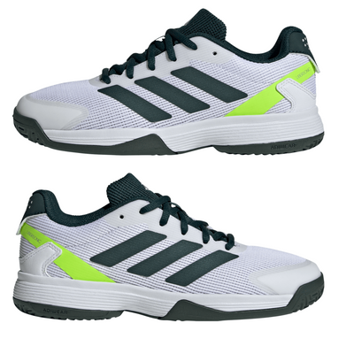Adidas Ubersonic Junior Tennis Shoes - Pure Teal/Silver Metallic/ Lucid Lemon
