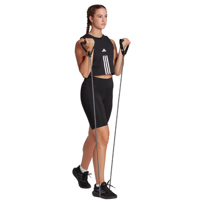Adidas Train Essentials Train Cotton Cropped 3 Stripes Tank Top - Black/White