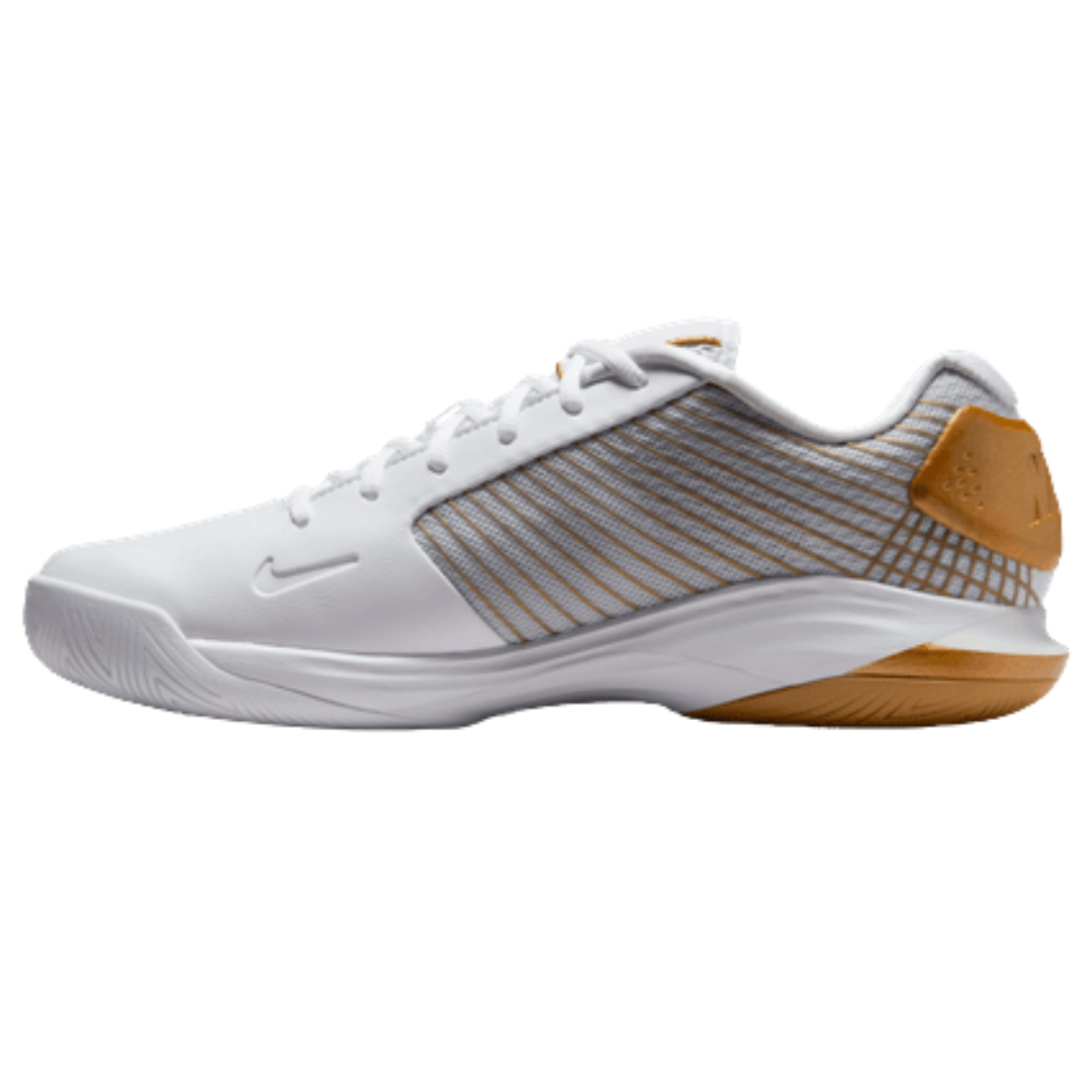 Nike Vapor 12 Hypersmash Mens Hard Court Tennis Shoes - White/Metallic Gold Pure Platinum