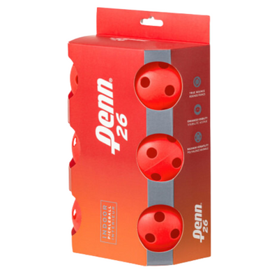 Penn 26 Indoor Pickleball 6 Pack - Red