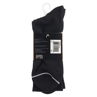 Head 3-Pack Half Cushion Crew Mens Tennis Socks - Black