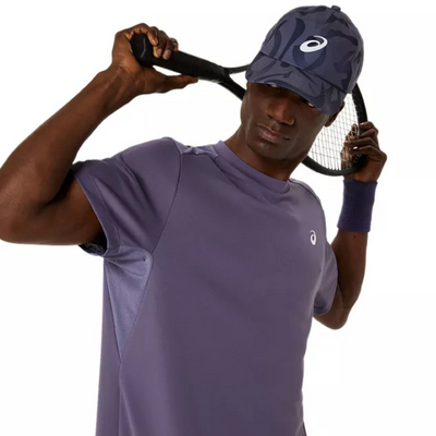 Asics Court Short Sleeve Mens Tennis Top - Greyish Purple