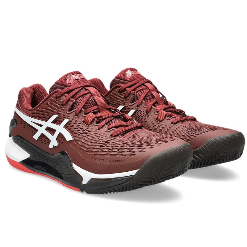 Asics Gel Resolution 9 Clay Tennis Shoes -  Antique Red/White