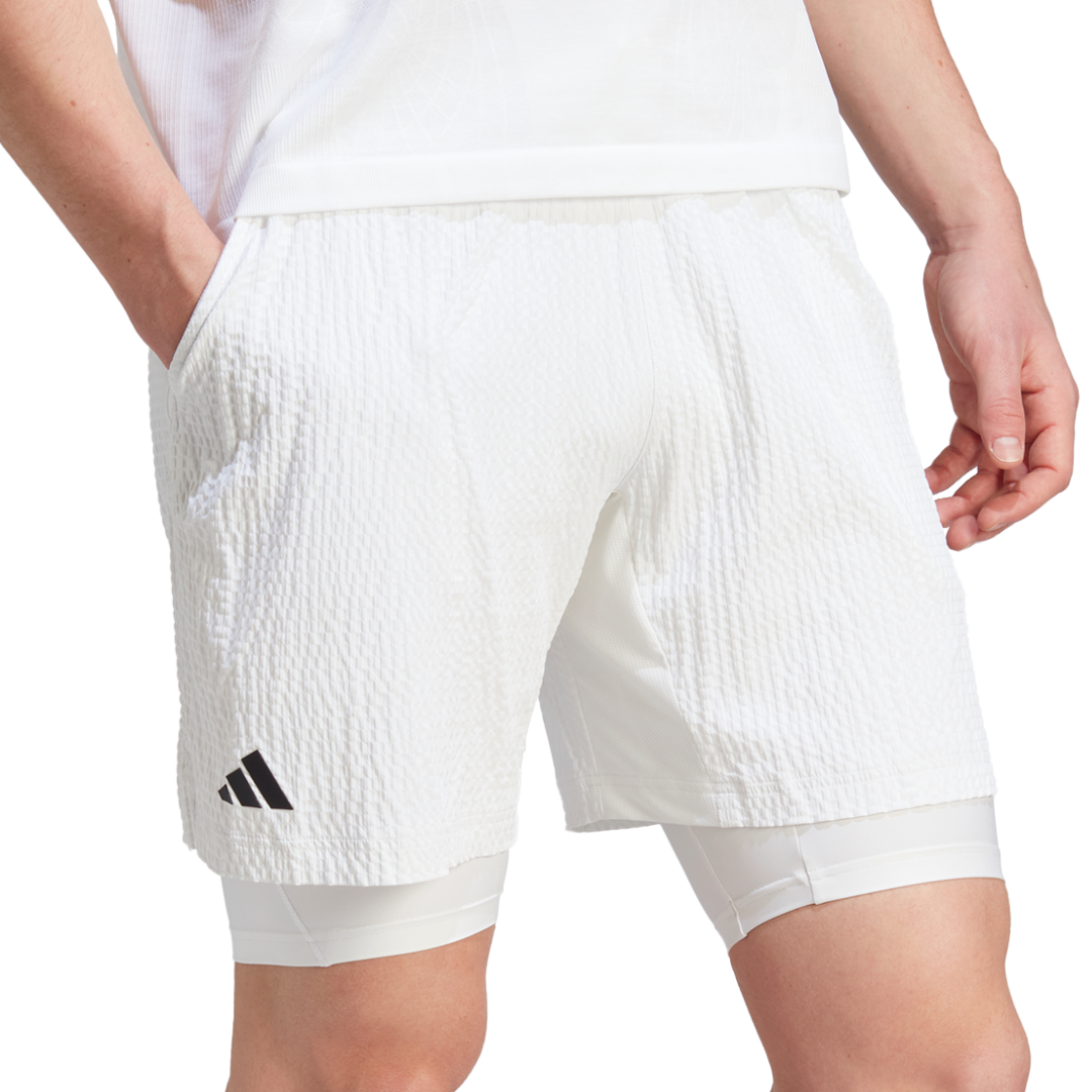 Adidas 2 in 1 Mens Tennis Short Pro - White