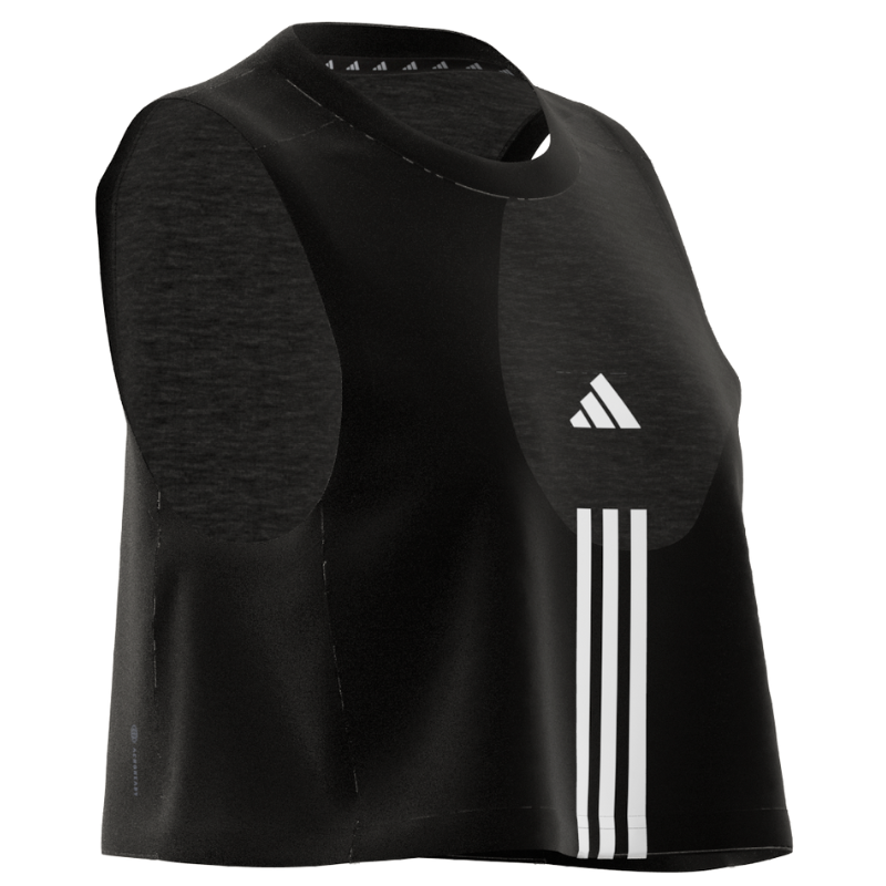 Adidas Train Essentials Train Cotton Cropped 3 Stripes Tank Top - Black/White