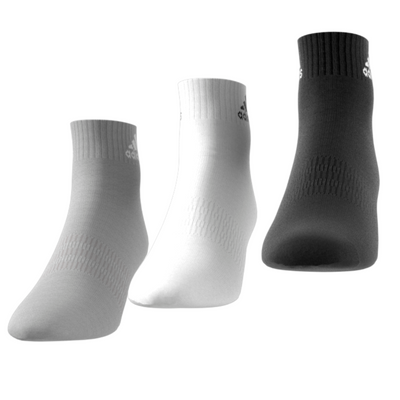 Adidas Thin and Light Ankle Socks 3 Pairs - Grey/Black/White