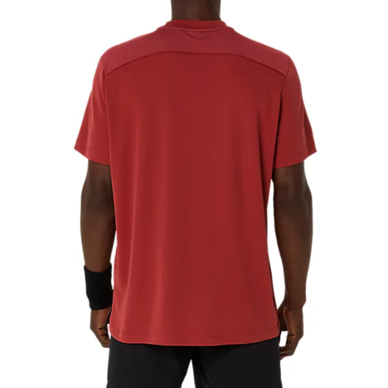 Asics Court Short Sleeve Mens Tennis Top - Burnt Red