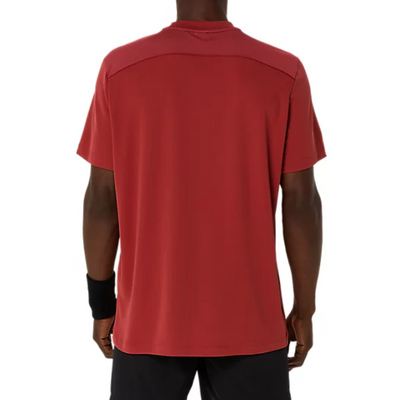 Asics Court Short Sleeve Mens Tennis Top - Burnt Red