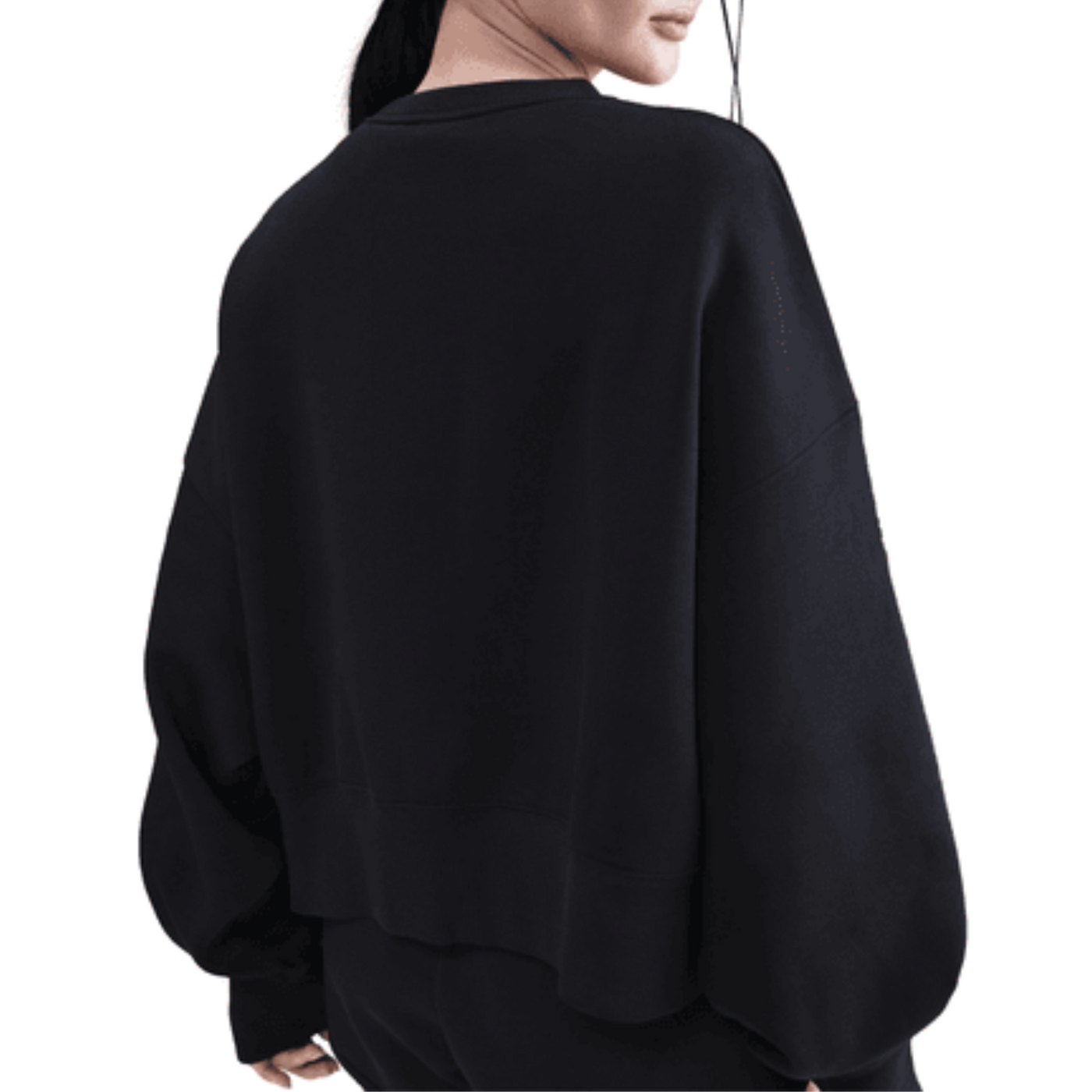 nike court fleece sports inspired crew sweat in black