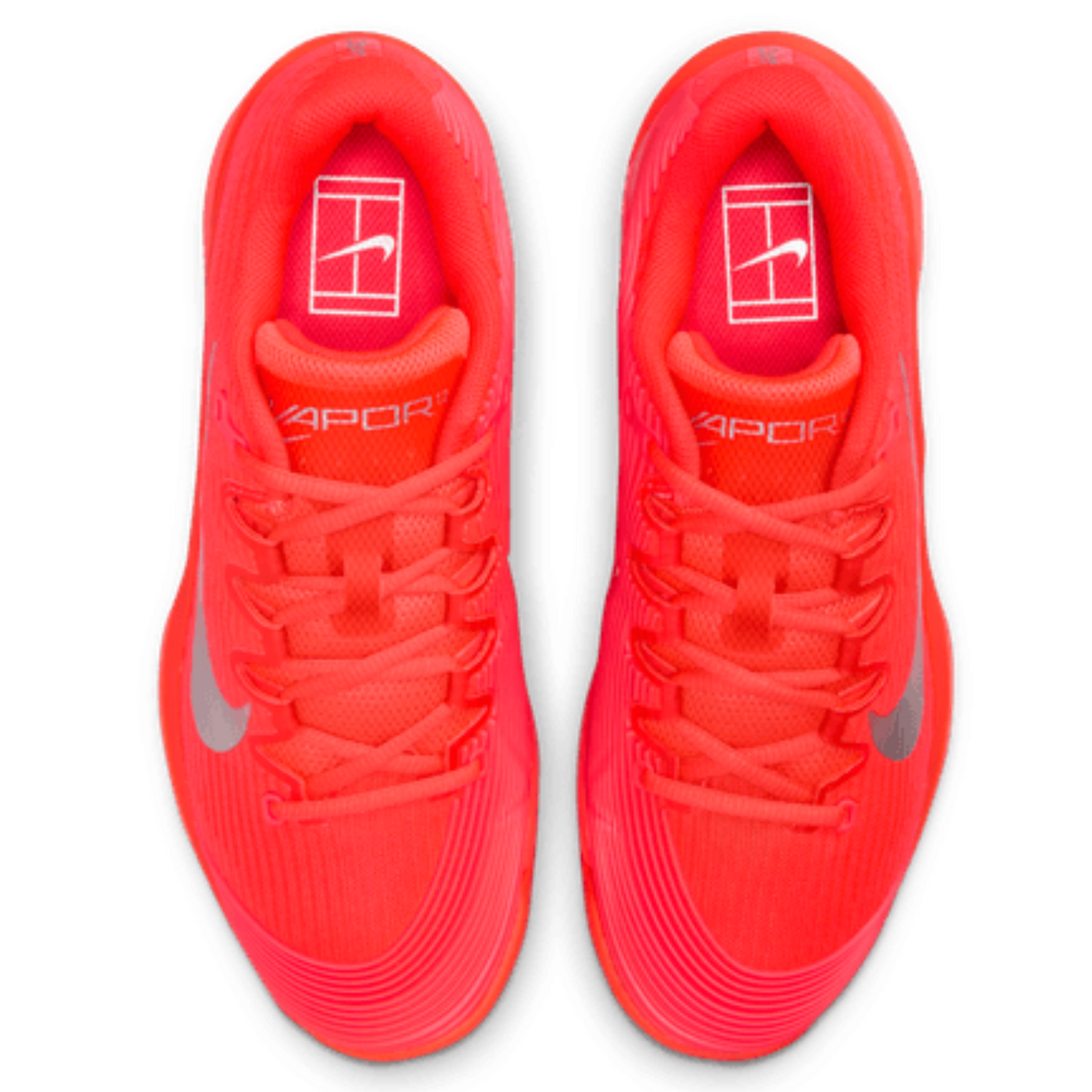 Nike Vapor 12 Premium Womens Hard Court Tennis Shoes - Bright Crimson/Metallic Silver