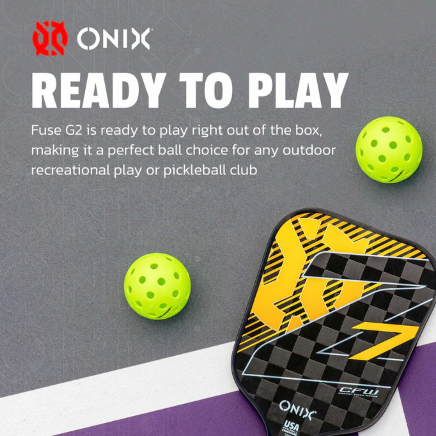 Onix Fuse G2 Outdoor 100 Pack Pickleballs - Yellow