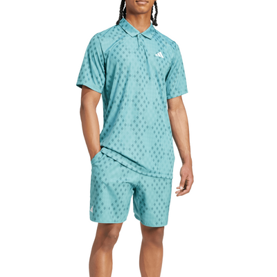 Adidas Club Tennis Climacool Graphic Mens Tennis Polo Shirt - Powder Teal/Preloved Teal