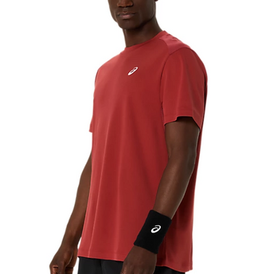 Asics Court Short Sleeve Mens Tennis Top - Burnt Red