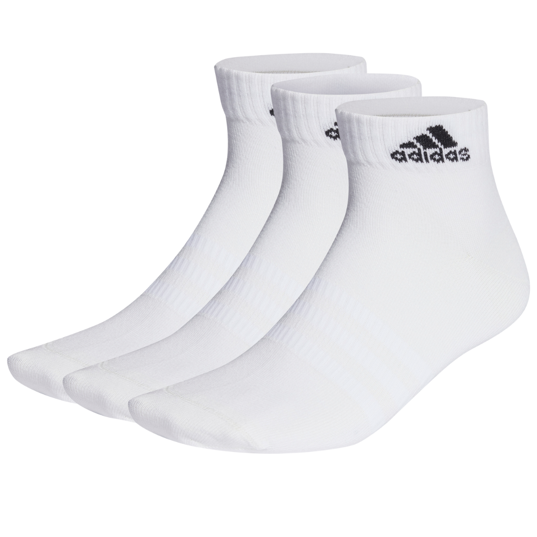 Adidas Thin and Light Ankle Socks 3 Pairs - White / Black
