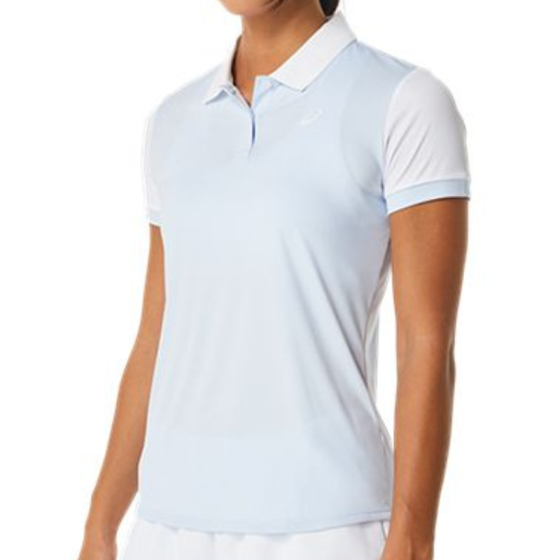 Asics Women Court Polo Shirt - Soft Sky / Brilliant White