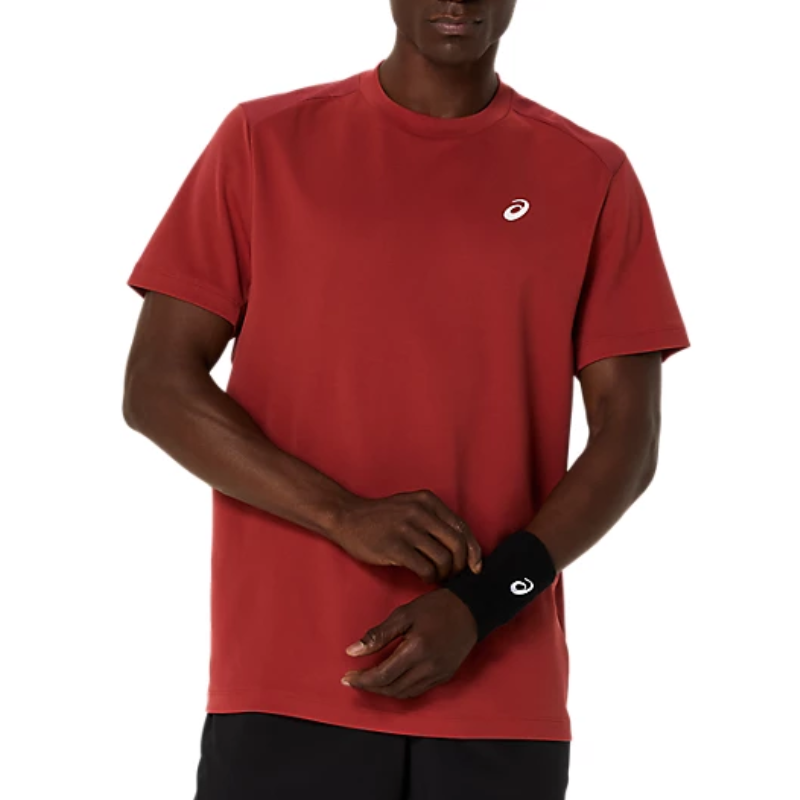 Asics Court Short Sleeve Mens Tennis Top - Burnt Red
