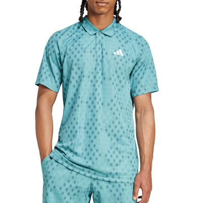 Adidas Club Tennis Climacool Graphic Mens Tennis Polo Shirt - Powder Teal/Preloved Teal