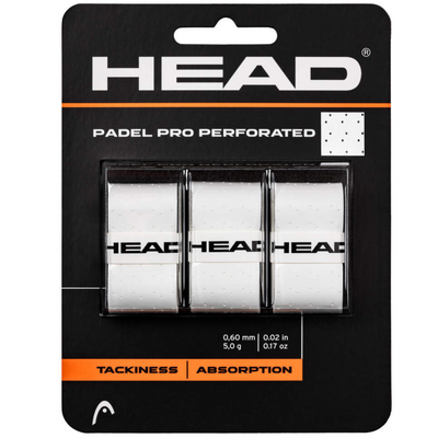 Head Padel Pro Perforated Grips 3 Pcs Pack - White