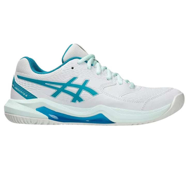 Asics Gel Dedicate Womens Tennis Shoes White/Teal Blue
