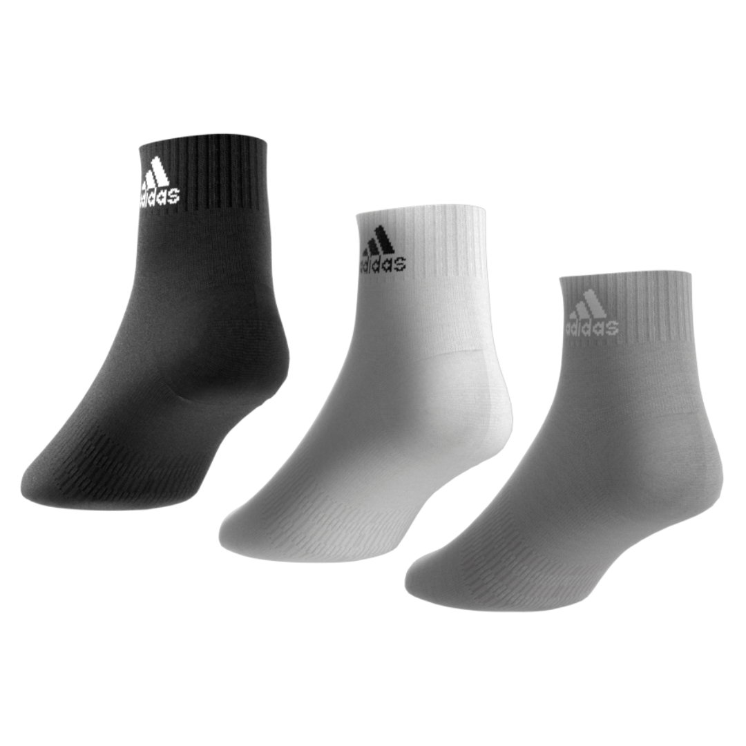 Adidas Thin and Light Ankle Socks 3 Pairs - Grey/Black/White
