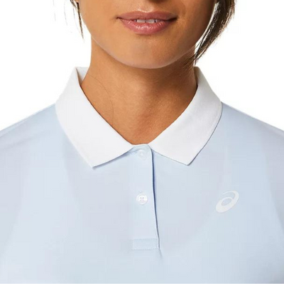Asics Women Court Polo Shirt - Soft Sky / Brilliant White