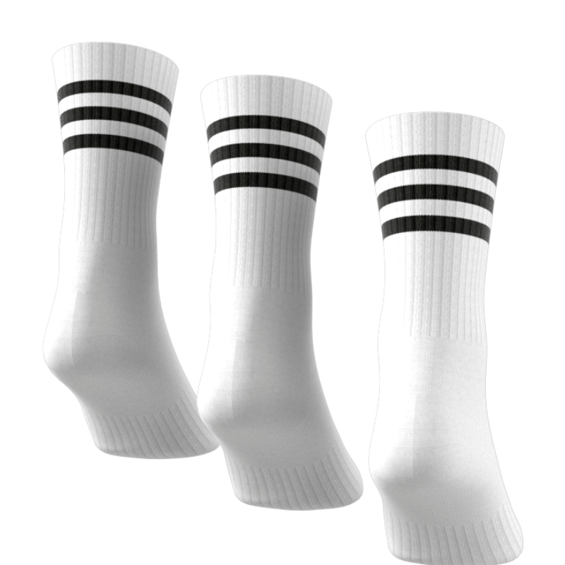 Adidas 3 Stripes Cushioned Sportwear Cree Socks 3 Pair Pack - White/Black
