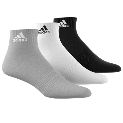 Adidas Thin and Light Ankle Socks 3 Pairs - Grey/Black/White