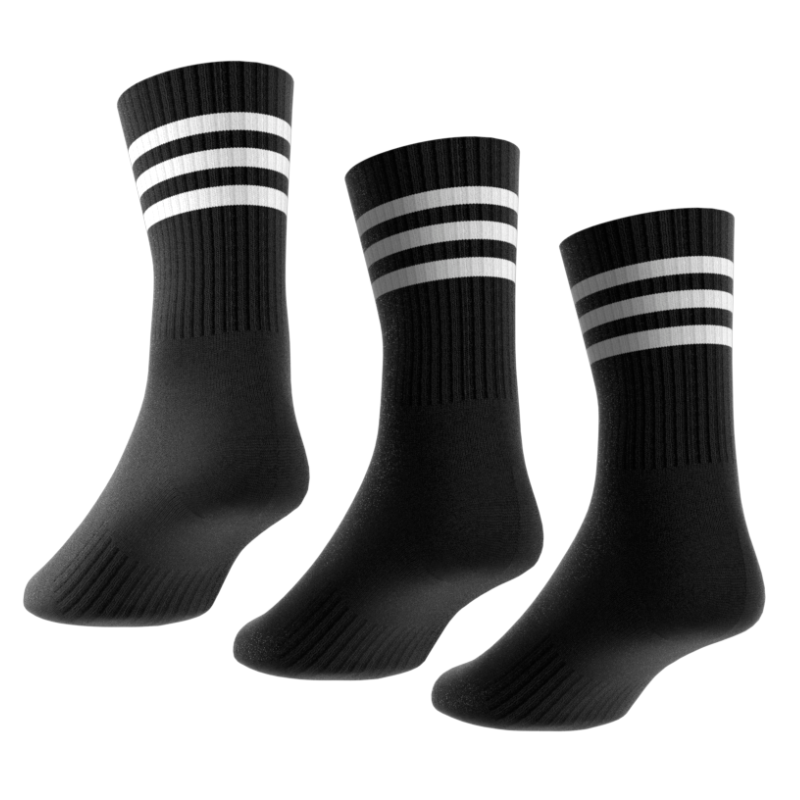 Adidas 3-Stripes Cushioned Crew Socks 3 Pairs - Black/White