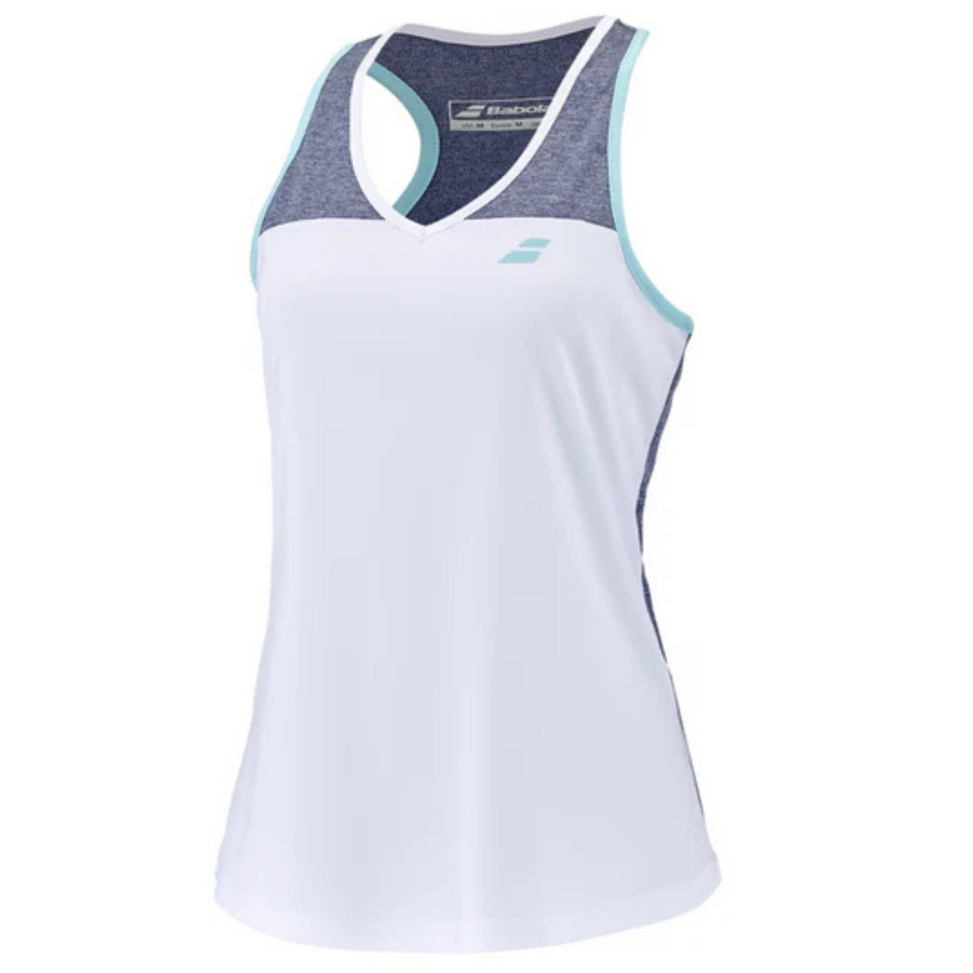 Babolat Play Tank Girl Top 1079 - White/Blue Heather