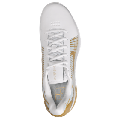 Nike Vapor 12 Hypersmash Mens Hard Court Tennis Shoes - White/Metallic Gold Pure Platinum