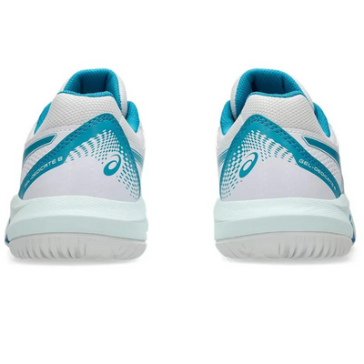 Asics Gel Dedicate 8 Womens Tennis Shoes - White/Teal Blue