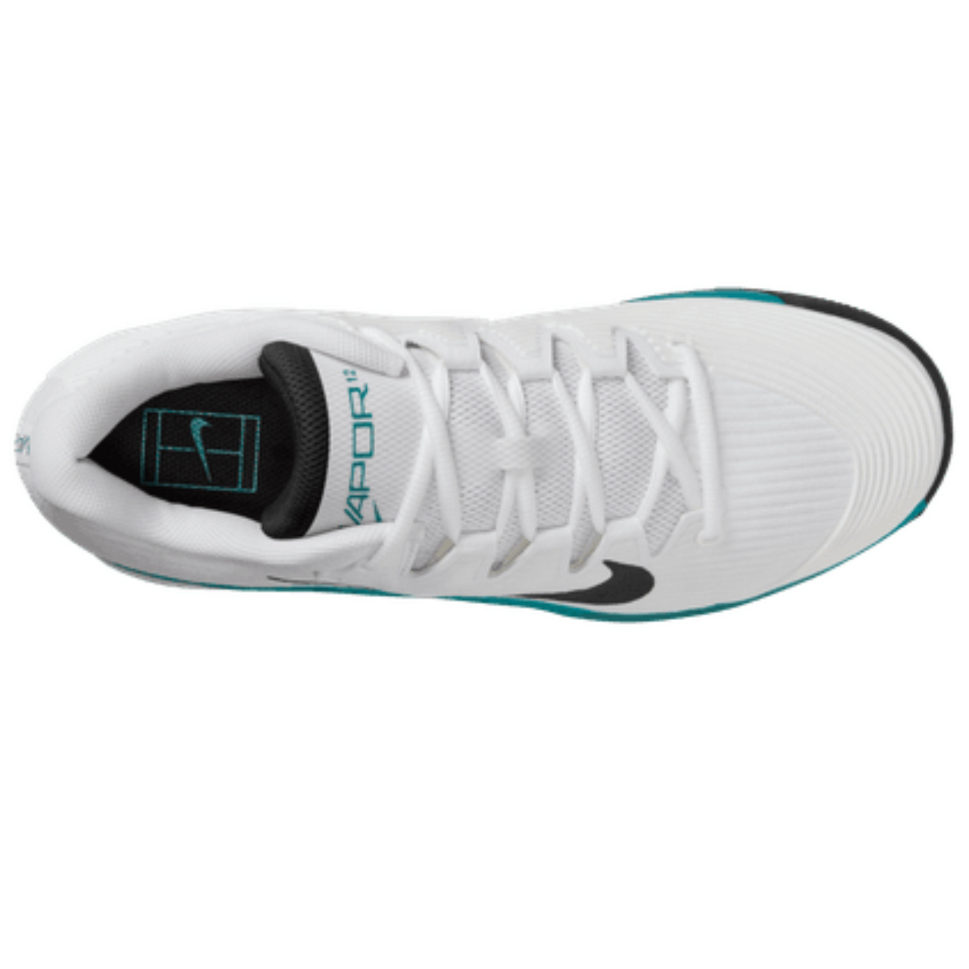 Nike Vapor 12 Mens Hard Court Tennis Shoes - White/Black Radiant Emerald