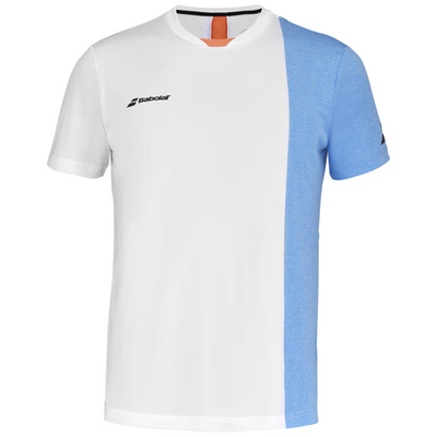 Babolat Play Crew Neck Tee Boy - White/Blithe Blue Heather