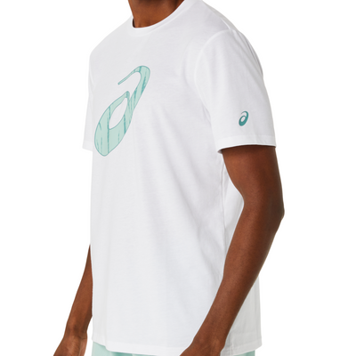 Asics Brilliant White Seasonal Logo Graphic Short Sleeve Men Tennis Top