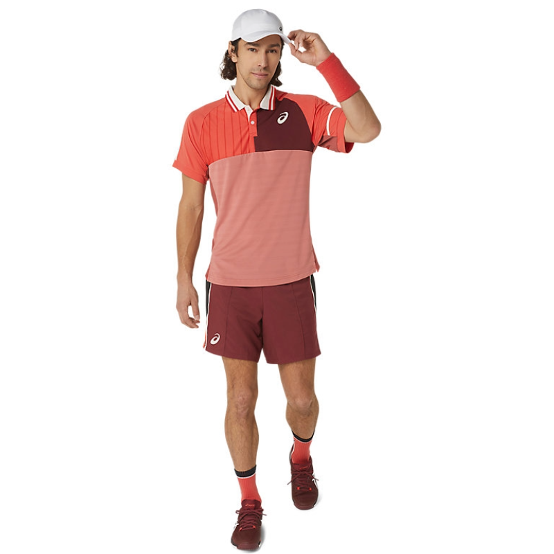 Asics Men Match Polo Tennis Shirt - Red Snapper