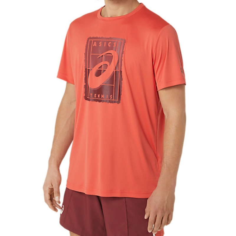 Asics Mens Court GS Graphic Tee - Red Snapper