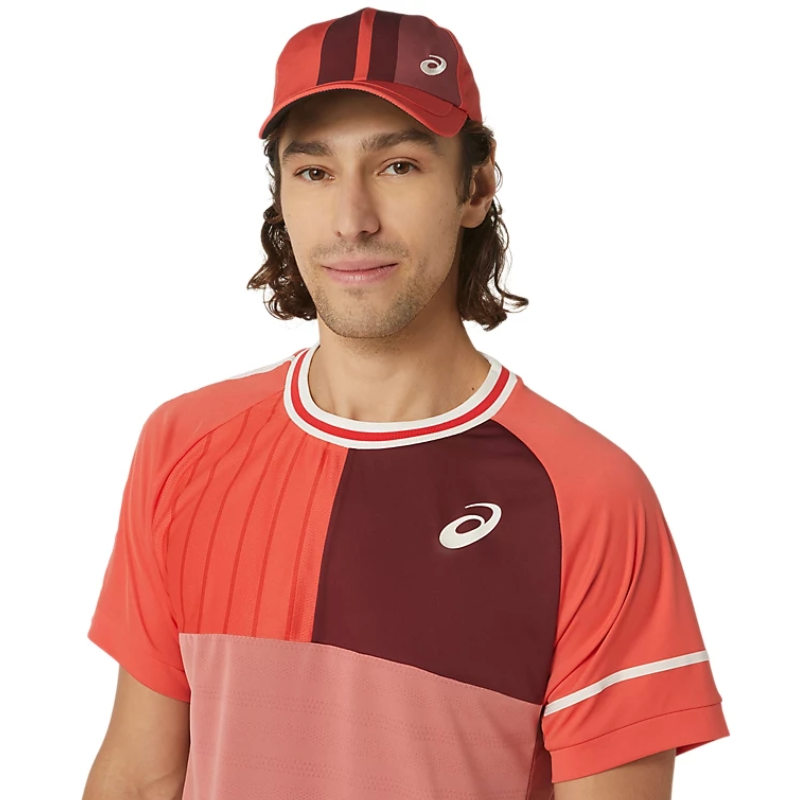 Asics Match Short Sleeve Mens Tennis Top - Red Snapper