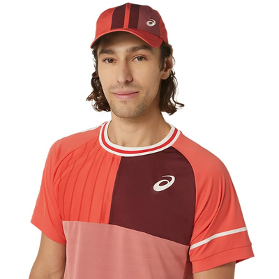 Asics Match Short Sleeve Mens Tennis Top - Red Snapper