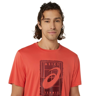 Asics Mens Court GS Graphic Tee - Red Snapper