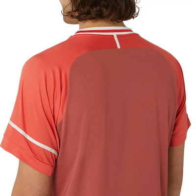 Asics Match Short Sleeve Mens Tennis Top - Red Snapper