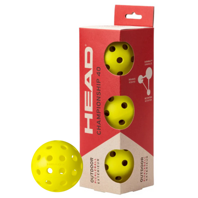 Head 3B Championship 40 Outdoor Pickleball Ball 3 Pack - Yellow