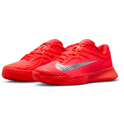 Nike Zoom Vapor Pro 3 Premium Womens Hard Court Tennis Shoes - Bright Crimson/Metallic Silver