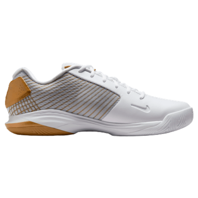 Nike Vapor 12 Hypersmash Mens Hard Court Tennis Shoes - White/Metallic Gold Pure Platinum