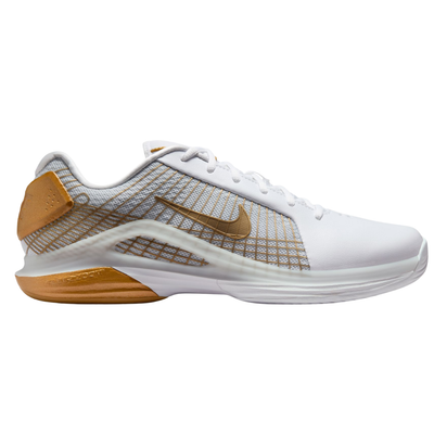 Nike Vapor 12 Hypersmash Mens Hard Court Tennis Shoes - White/Metallic Gold Pure Platinum